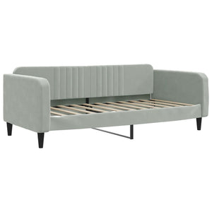 Tagesbett Hellgrau Samt 100x190 cm