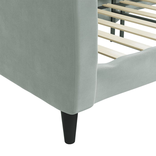 Tagesbett Hellgrau Samt 100x190 cm