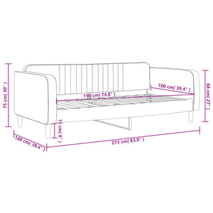 Tagesbett Hellgrau Samt 100x190 cm