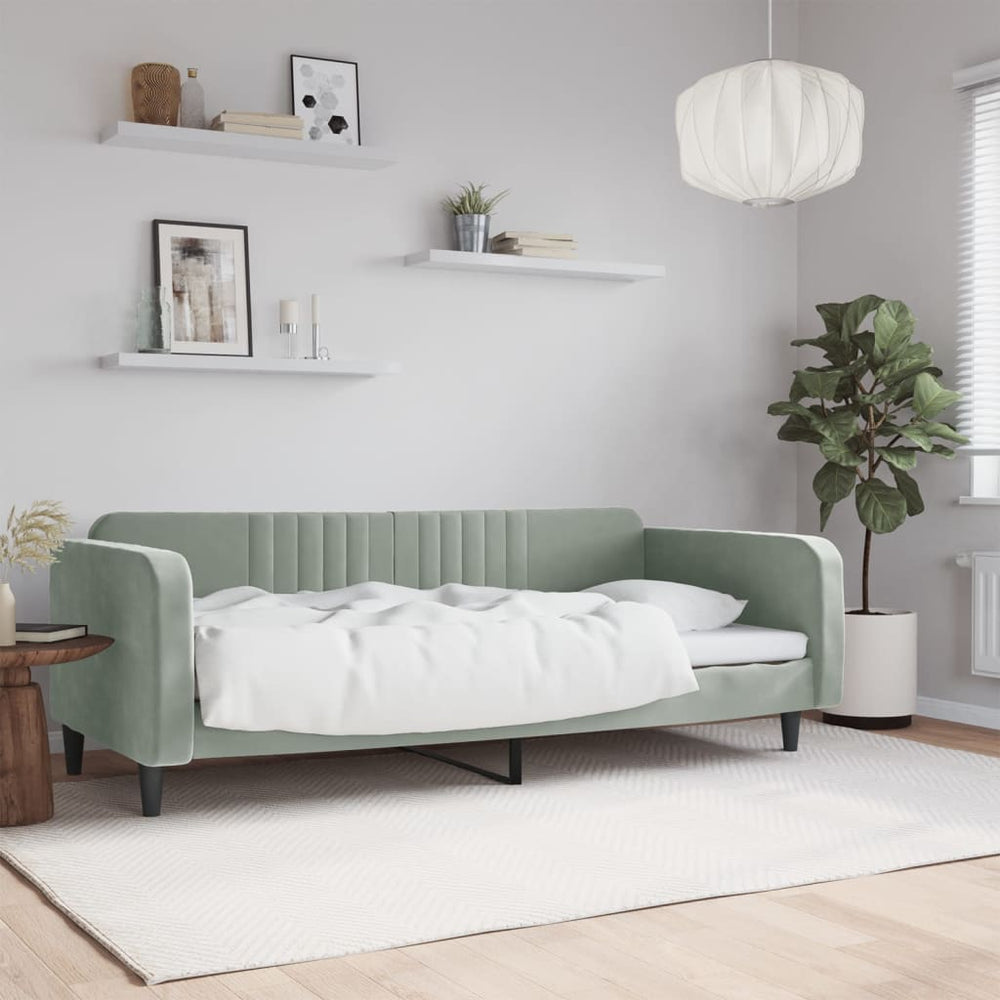 Tagesbett Hellgrau Samt 100x190 cm