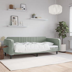 Tagesbett Hellgrau Samt 100x190 cm