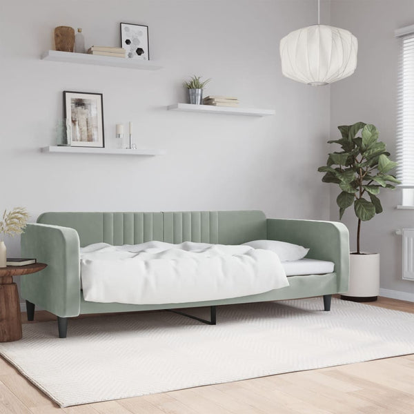 Tagesbett Hellgrau Samt 100x190 cm
