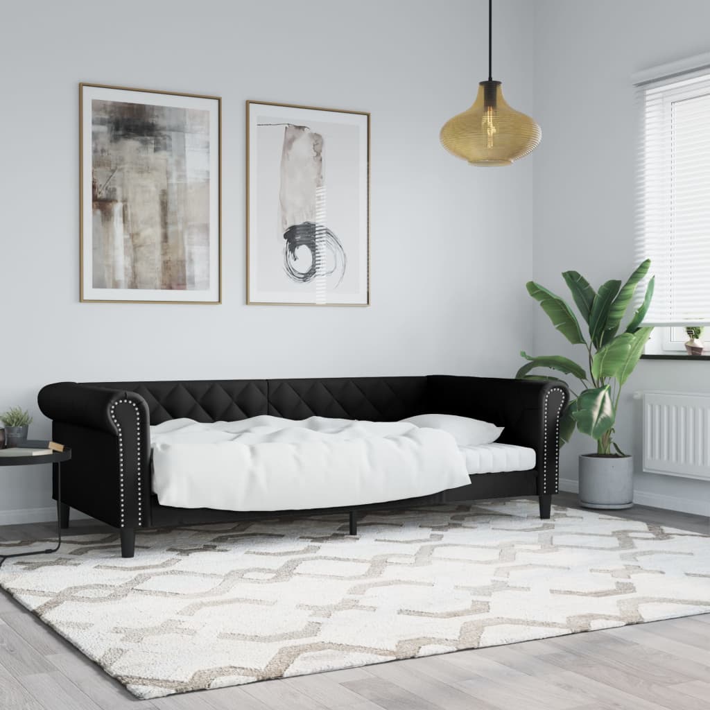 Schwarzes Tagesbett 80x200 cm Kunstleder