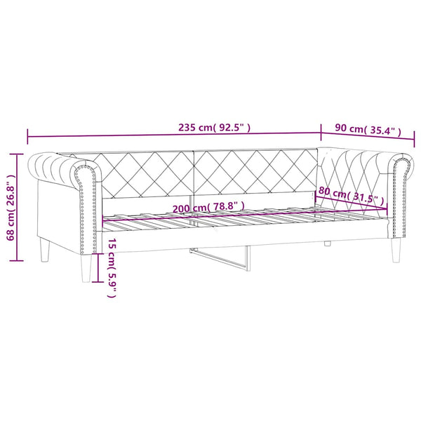 Tagesbett 80x200 cm Cappuccino-Braun Kunstleder