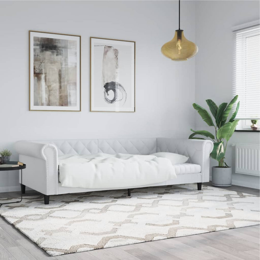 Tagesbett Weiß 90x200 cm Kunstleder