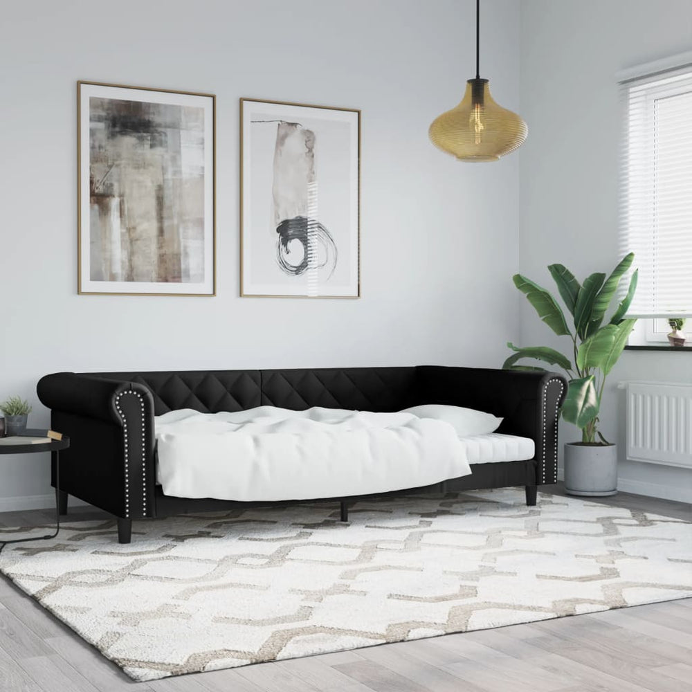 Schwarzes Tagesbett 100x200 cm Kunstleder