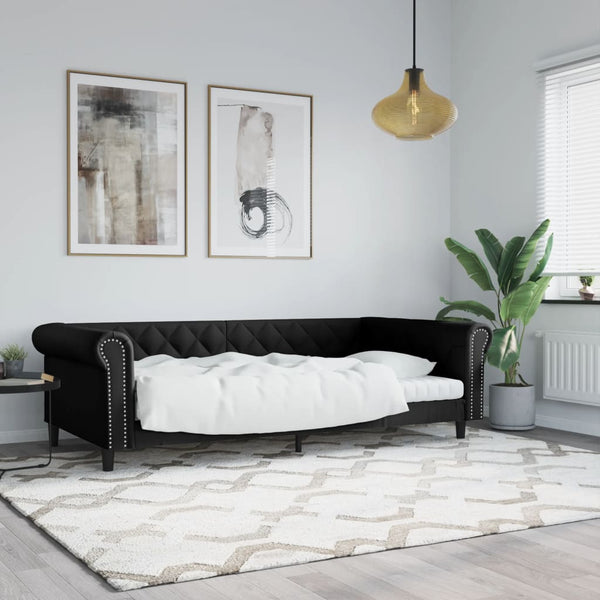 Schwarzes Tagesbett 100x200 cm Kunstleder