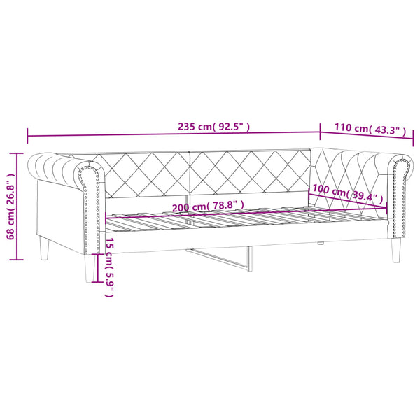 Tagesbett Creme 100x200 cm Kunstleder