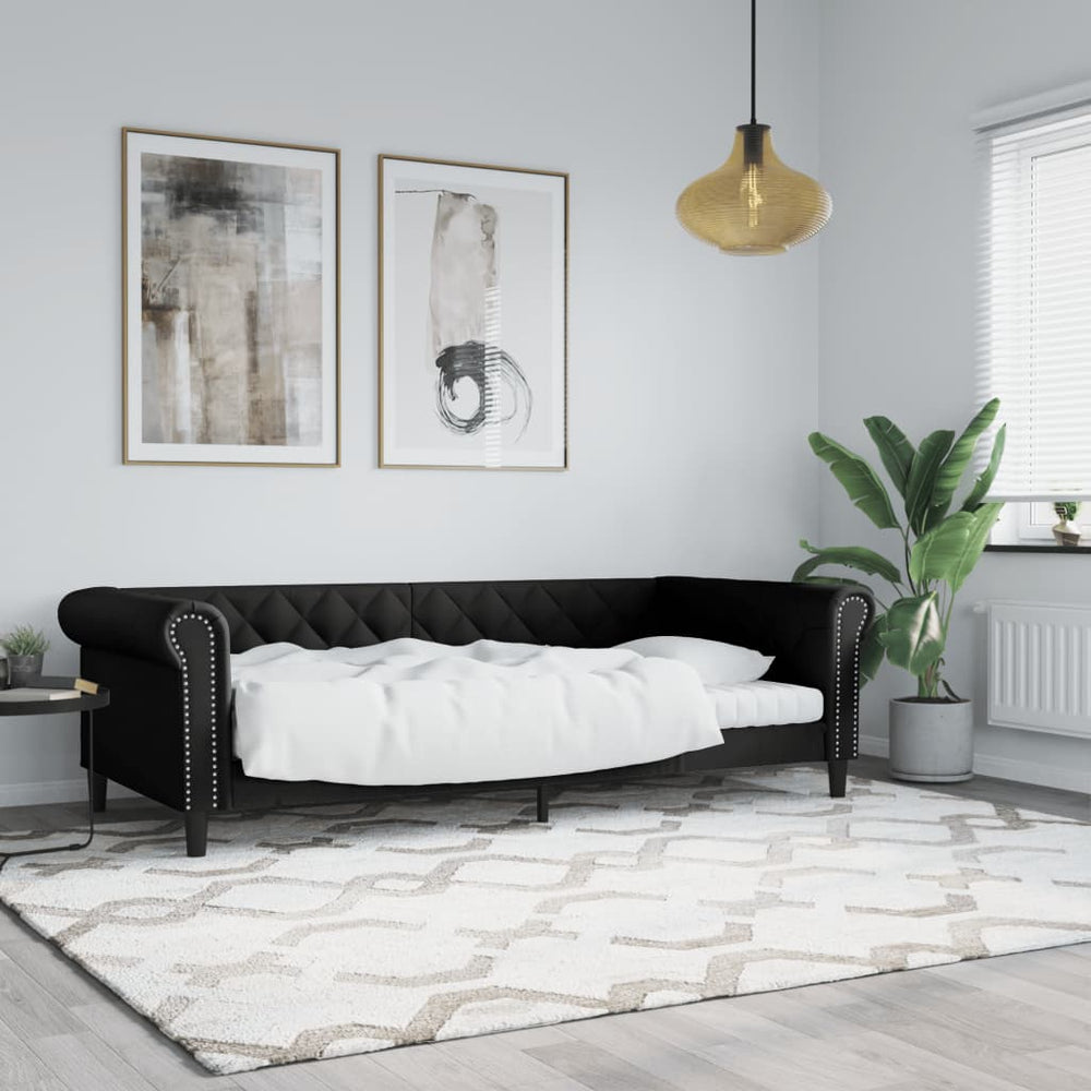 vidaXL Lit de repos noir 90x190 cm similicuir