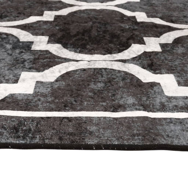Teppich Waschbar Schwarz und Weiß 80x300 cm