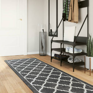 Teppich Waschbar Schwarz und Weiß 80x300 cm