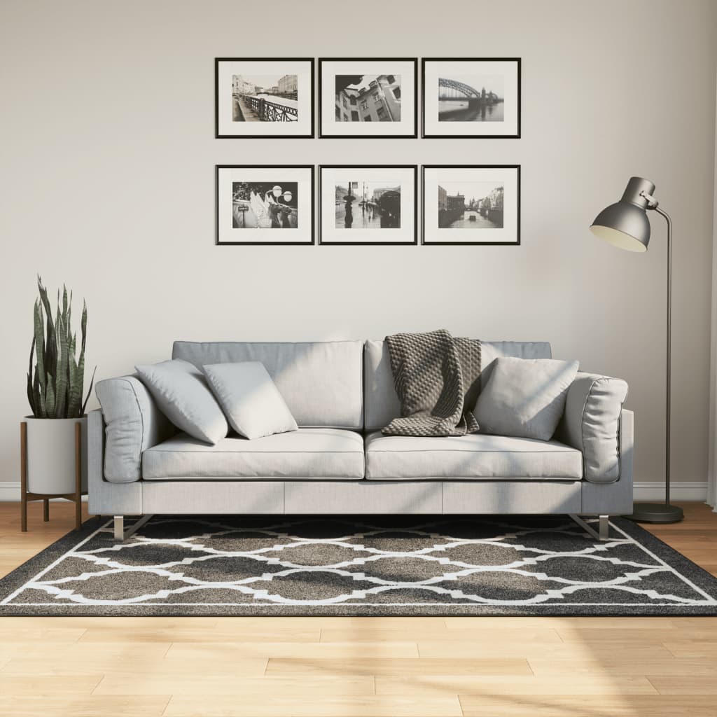 Teppich Waschbar Schwarz und Weiß 120x180 cm