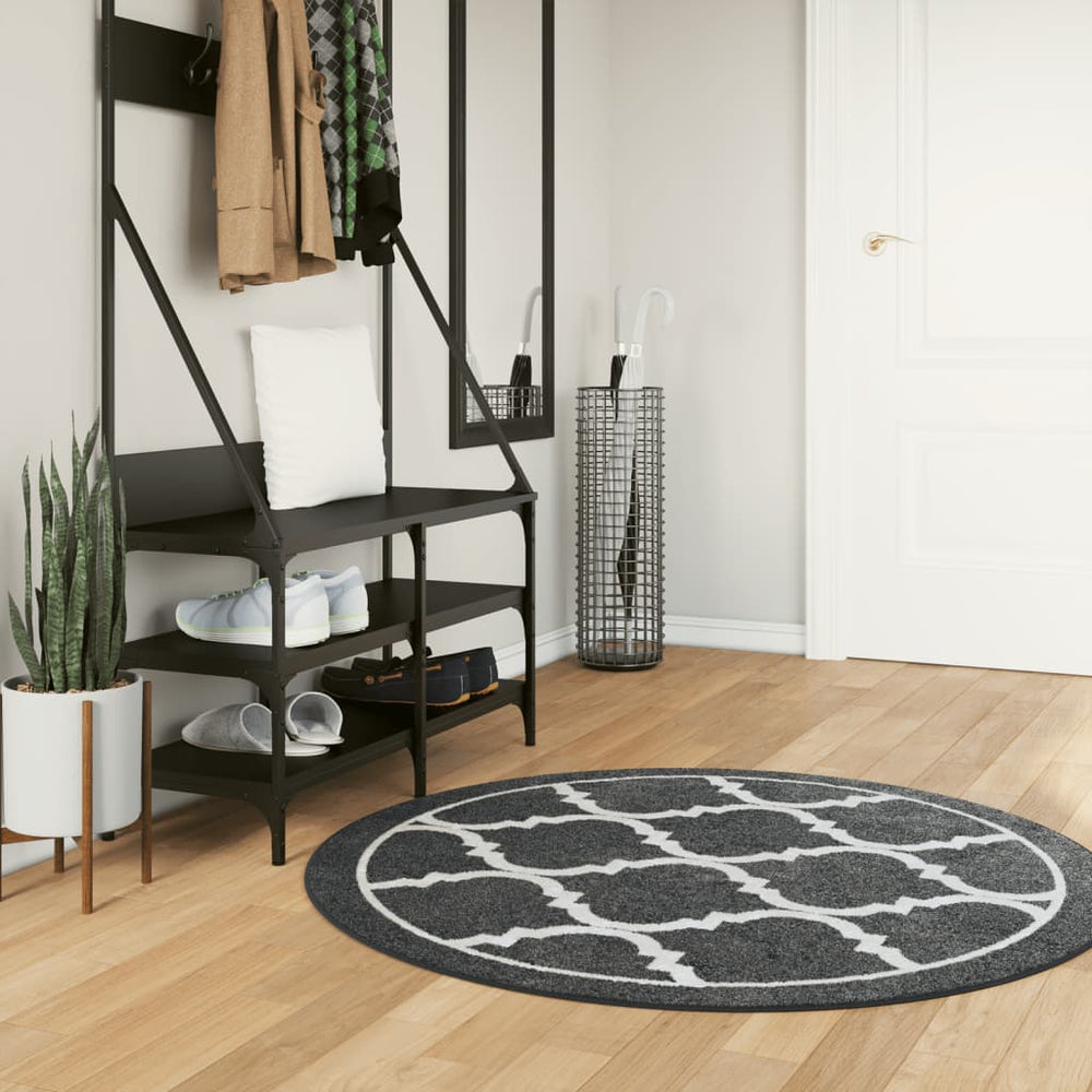 Teppich Waschbar Schwarz und Weiß Ø 120 cm