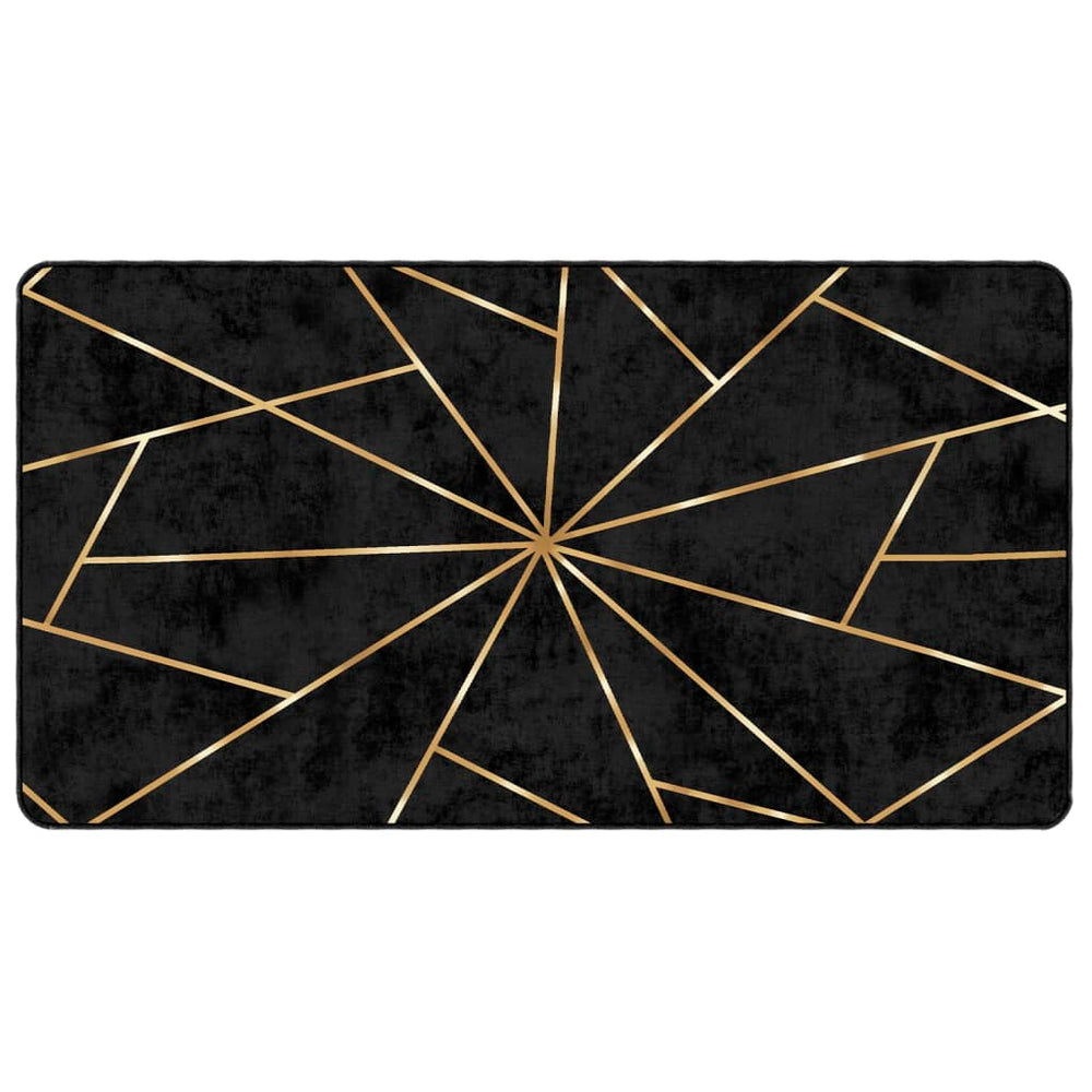 Teppich Waschbar Schwarz und Golden 80x150 cm