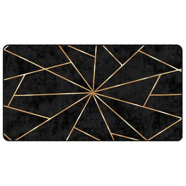 Teppich Waschbar Schwarz und Golden 80x150 cm