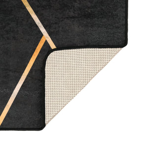 Teppich Waschbar Schwarz und Golden 80x150 cm