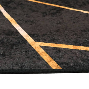 Teppich Waschbar Schwarz und Golden 80x150 cm
