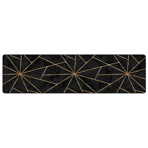 Teppich Waschbar Schwarz und Golden 80x300 cm