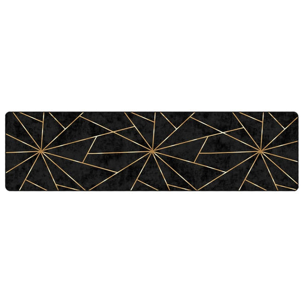 Teppich Waschbar Schwarz und Golden 80x300 cm