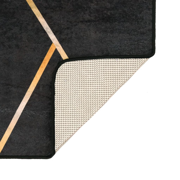Teppich Waschbar Schwarz und Golden 80x300 cm