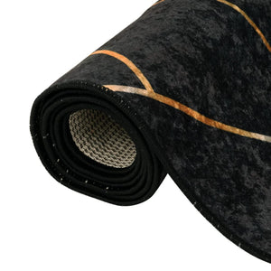 Teppich Waschbar Schwarz und Golden 120x180 cm
