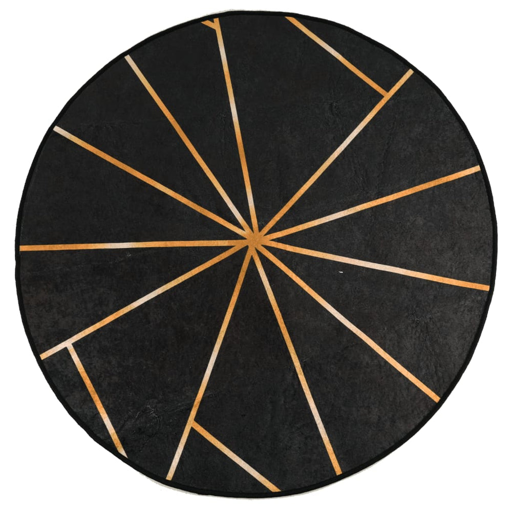 Teppich Waschbar Schwarz und Golden Ø 120 cm
