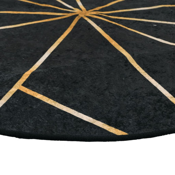 Teppich Waschbar Schwarz und Golden Ø 120 cm