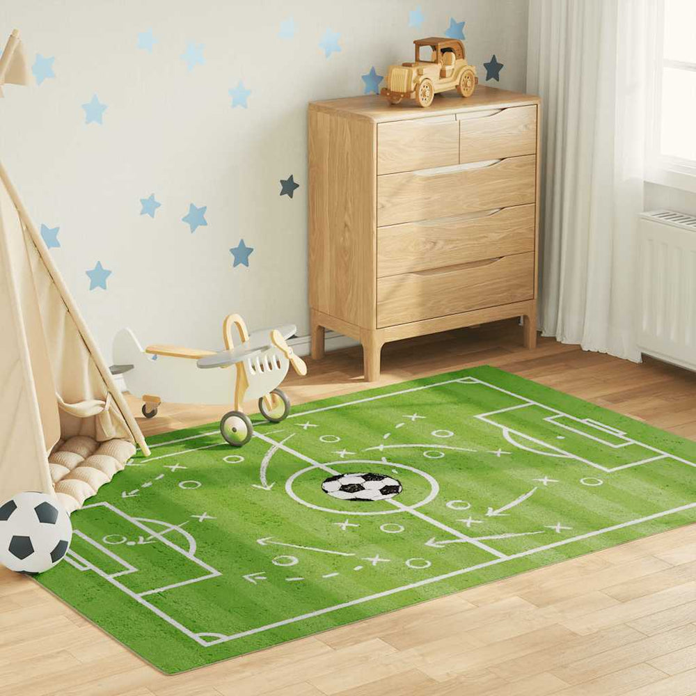Kinderteppich Grün 160x230 cm Fußballfeld Waschbar