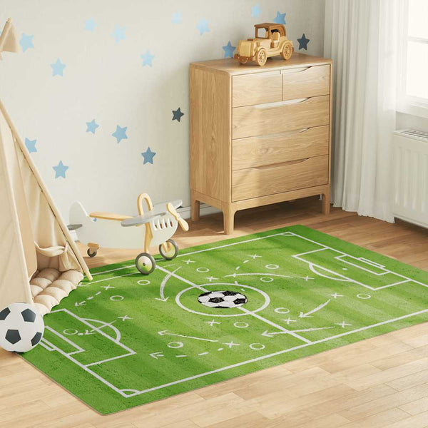 Kinderteppich Grün 160x230 cm Fußballfeld Waschbar