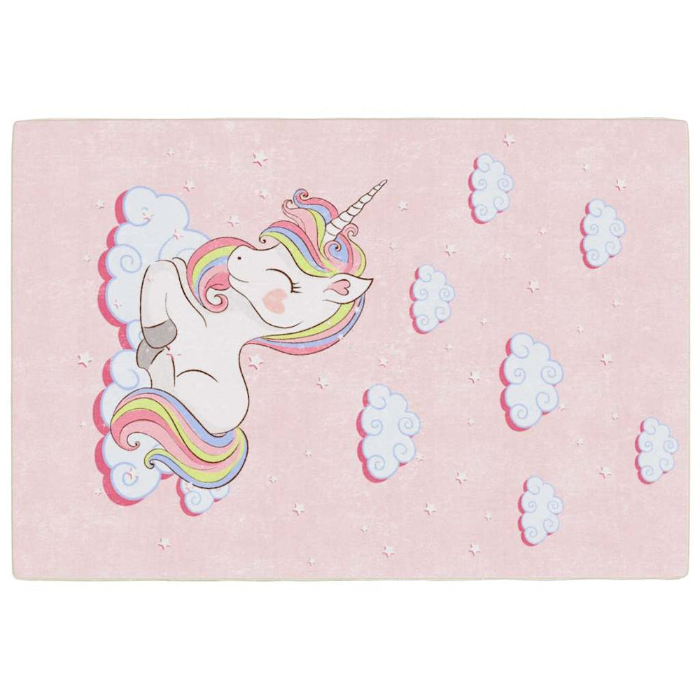 Kinderteppich Rosa 160x230 cm Einhorn Waschbar