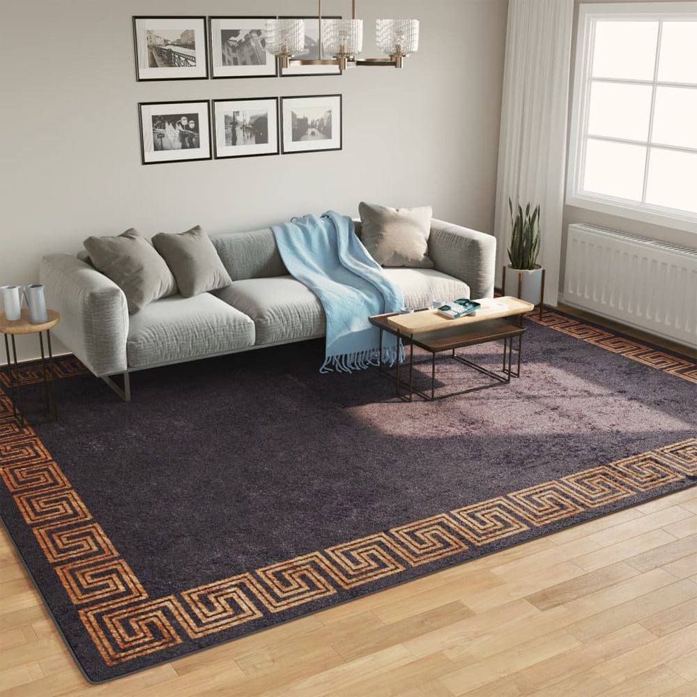 Teppich Waschbar Schwarz und Golden 400x300 cm
