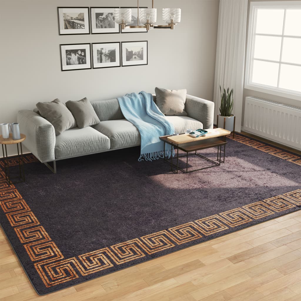 Teppich Waschbar Schwarz und Golden 400x300 cm