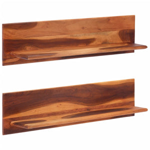 Wandregale Akazie Massivholz 112cm 2er Set
