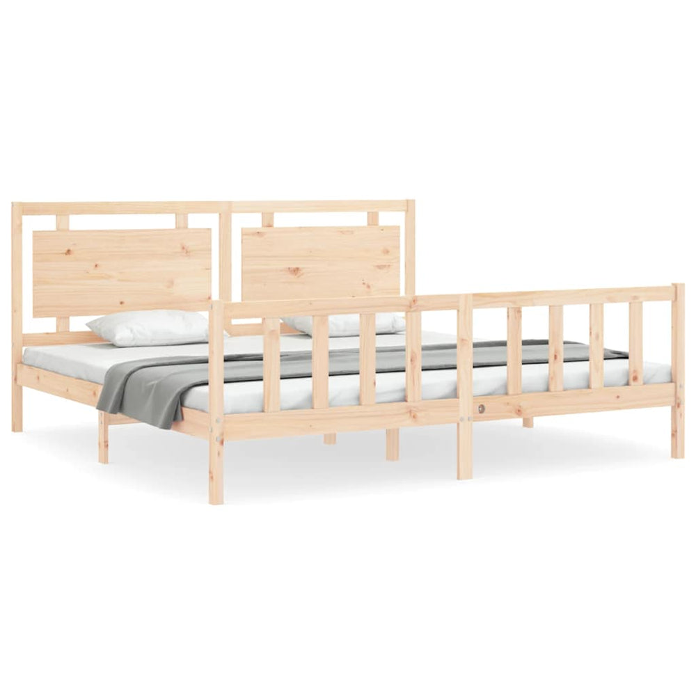 vidaXL Lit en bois massif avec tête de lit 180x200 cm