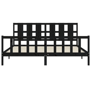 Massivholzbett Schwarz 180x200 cm mit Kopfteil