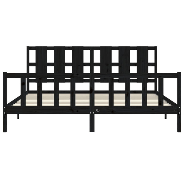 Massivholzbett Schwarz 180x200 cm mit Kopfteil