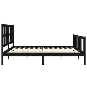 Massivholzbett Schwarz 180x200 cm mit Kopfteil