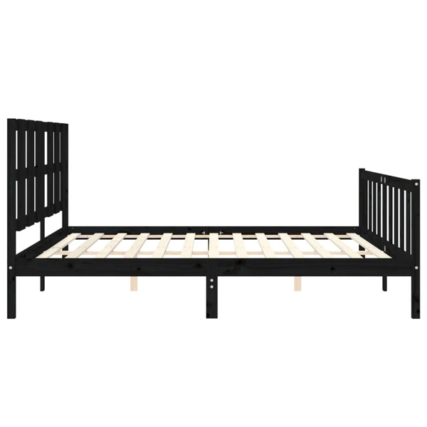 Massivholzbett Schwarz 180x200 cm mit Kopfteil