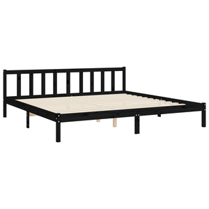 Massivholzbett Schwarz 180x200 cm mit Kopfteil