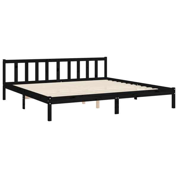 Massivholzbett Schwarz 180x200 cm mit Kopfteil
