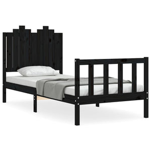 Massivholzbett Schwarz 90x190 cm