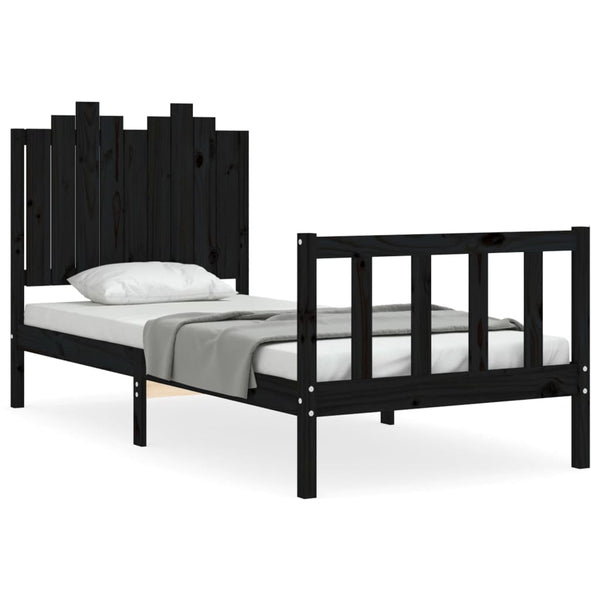 Massivholzbett Schwarz 90x190 cm