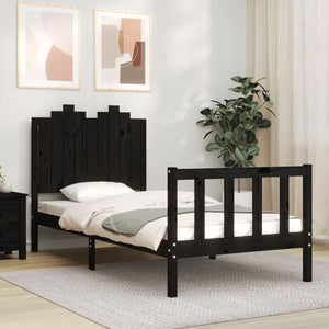 Massivholzbett Schwarz 90x190 cm