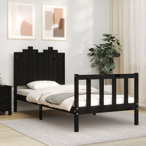 Massivholzbett Schwarz 90x190 cm