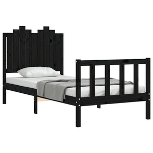 Massivholzbett Schwarz 90x190 cm
