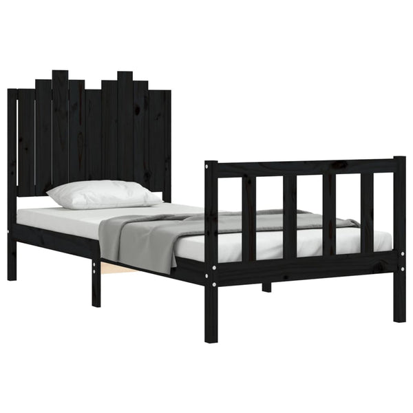 Massivholzbett Schwarz 90x190 cm