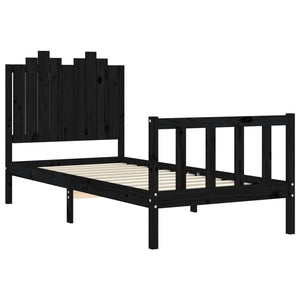 Massivholzbett Schwarz 90x190 cm