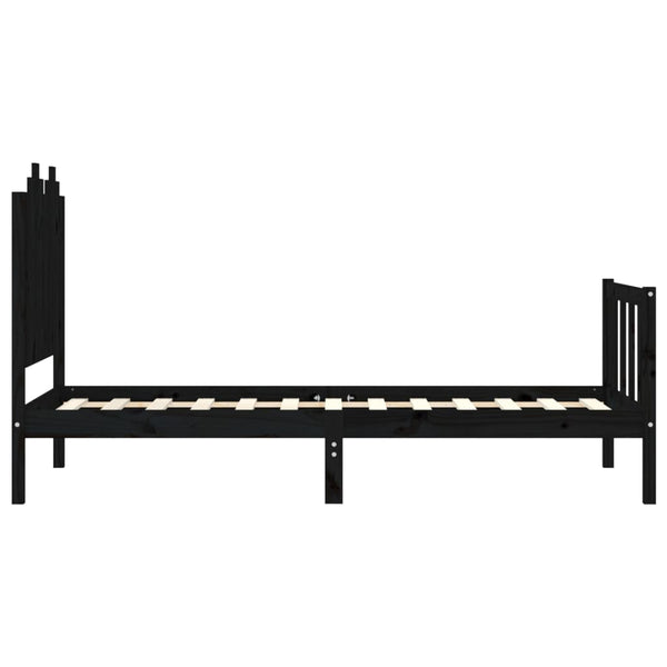 Massivholzbett Schwarz 90x190 cm