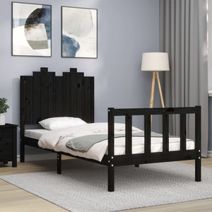 Massivholzbett Schwarz 90x190 cm