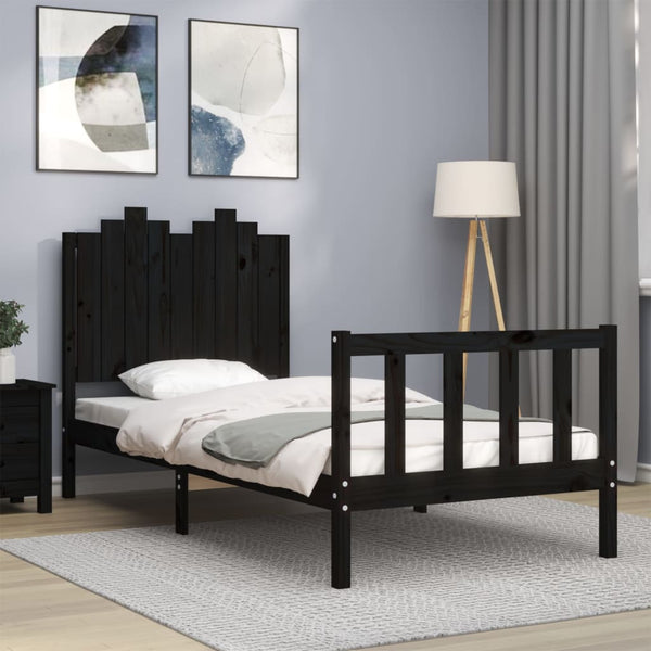 Massivholzbett Schwarz 90x190 cm
